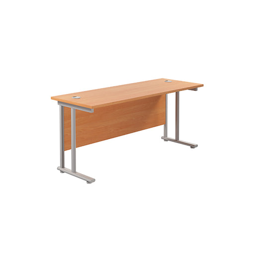 Jemini Rectangular Cantilever Desk 1800x600x730mm Beech/Silver KF806561