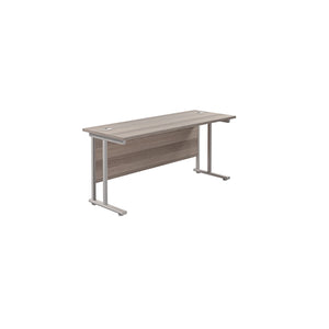 Jemini Rectangular Cantilever Desk 1800x600x730mm Grey Oak/Silver KF806578