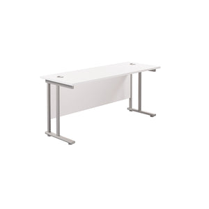 Jemini Rectangular Cantilever Desk 1800x600x730mm White/Silver KF806592