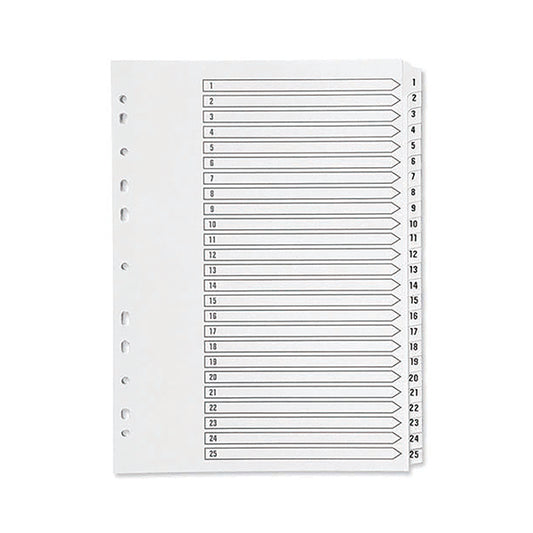 Q-Connect 1-25 Index Multi-Punched Reinforced Board Clear Tab A4 White KF97056