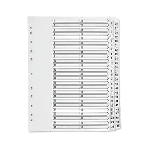 Q-Connect 1-50 Index Multi-Punched Reinforced Board Clear Tab A4 White KF97057