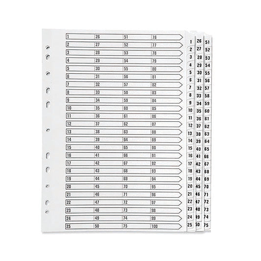 Q-Connect 1-75 Index Multi-Punched Reinforced Board Clear Tab A4 White KF97058