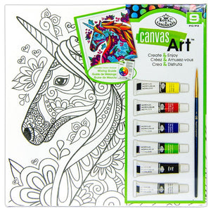 Unicorn Art Canvas Set With 6 Acrylic Paints