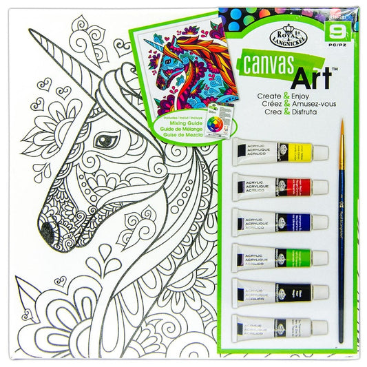 Unicorn Art Canvas Set With 6 Acrylic Paints