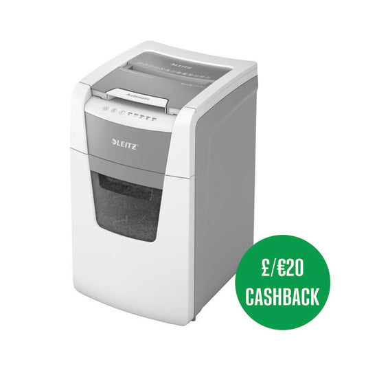 Leitz IQ Autofeed Small Office 100 Automatic Cross-Cut Paper Shredder P-4 White 80111000