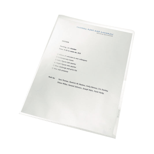 Leitz Recycled Cut Flush Folders A4 Clear (Pack of 100) 40011003