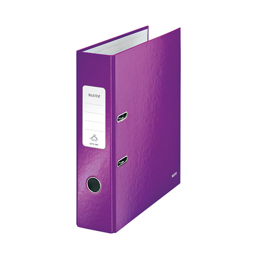 Leitz Wow 180 Lever Arch File 80mm A4 Purple (Pack of 10) 10050062