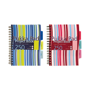 Pukka Pad Stripes Wirebound Hardback Project Notebook 250 Pages A5 Blue/Pink (Pack of 3) CBPROBA5