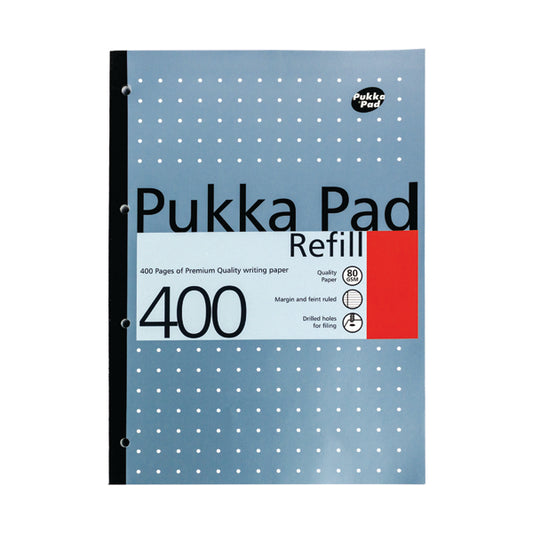 Pukka Pad Ruled Metallic Four-Hole Refill Pad Side Bound 400 Pages A4 (Pack of 5) REF400