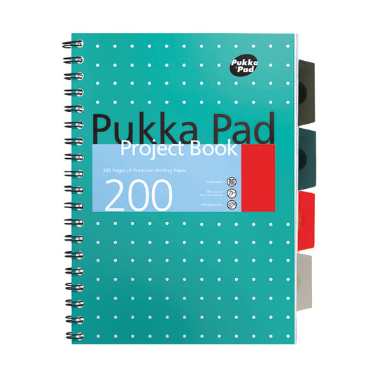 Pukka Pad Metallic Cover Wirebound Project Book A4+ (Pack of 3) 8521-MET