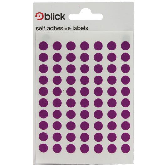 Blick Coloured Labels in Bags Round 8mm Dia 490 Per Bag Purple (Pack of 9800) RS003052