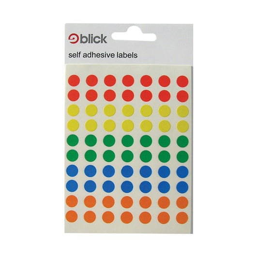 Blick Coloured Labels in Bags Round 8mm Dia 350 Per Bag Assorted (Pack of 7000) RS003656