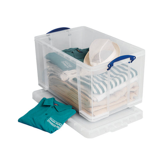 Really Useful 84L Plastic Storage Box W710xD440xH380mm Clear 84LC