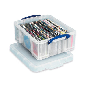 Really Useful 18L Plastic Storage Box with Lid W480xD390xH200mm CD/DVDs Clear EBCCD