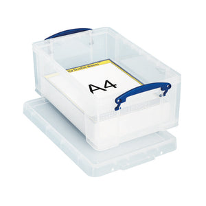 Really Useful 9L Storage Box With Lid and Clip Lock Handles Clear 9C