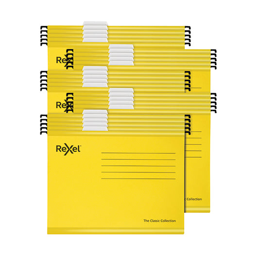 Rexel Classic Suspension Files Foolscap Yellow (Pack of 25) 2115593