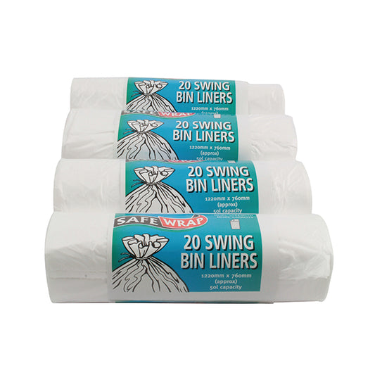 Safewrap Standard Swing Bin Liner White (Pack of 80) 0441