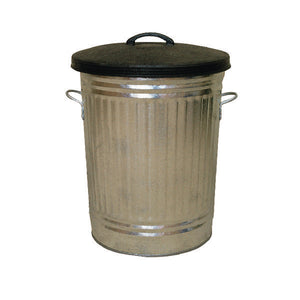 Galvanised 90 Litre Dustbin with Rubber Lid 316625