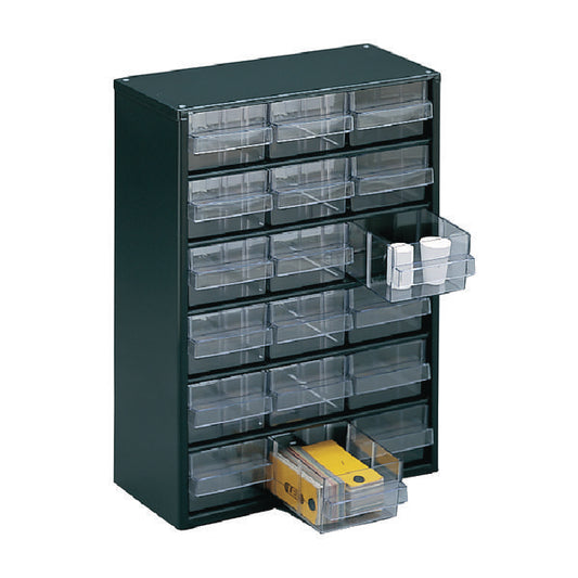 Clear 18 Drawer System Dark Grey Storage Cabinet 324117