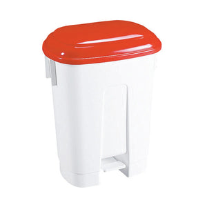 Derby Plastic Pedal Bin 30 Litre White/Red (Dimensions: W470 x D360 x H510mm) 348021