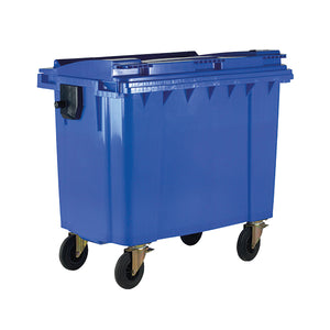 Wheelie Bin with Flat Lid 1100 Litre Blue (Dimensions: H1450xW1400xD1200mm) 377394