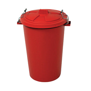 Light Duty Dustbin With Lid 90 Litre Red 382067