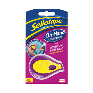 Sellotape On-Hand Dispenser with Invisible Tape 18mmx15m 2379004