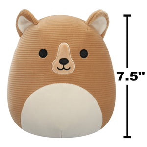 Squishmallows Squisharoys 7.5 Inch - Greta the Brown Corduroy Grizzly Bear