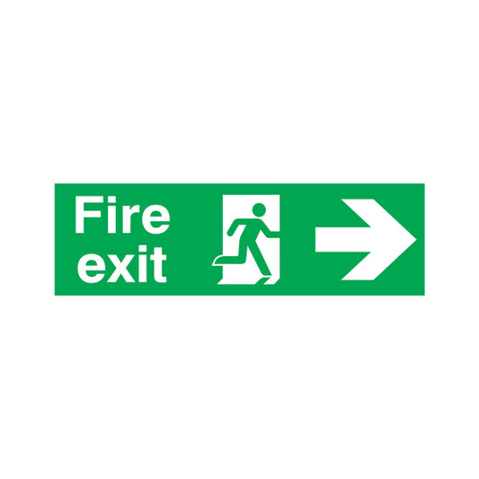 Safety Sign Fire Exit Running Man Arrow Right 150x450mm PVC FX04411R