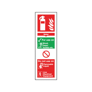 Safety Sign Fire Extinguisher Water 300x100mm Self Adhesive FR09425S