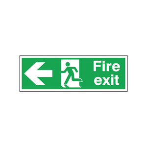 Safety Sign Fire Exit Running Man Arrow Left 150x450mm Self-Adhesive E97A/S