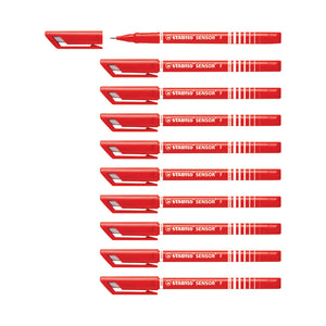 Stabilo Sensor Cushion Tip Fineliner Pen Red (Pack of 10) 189/40