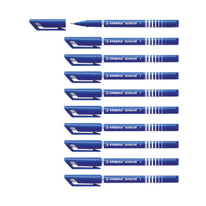 Stabilo Sensor Cushion Tip Fineliner Pen Blue (Pack of 10) 189/41