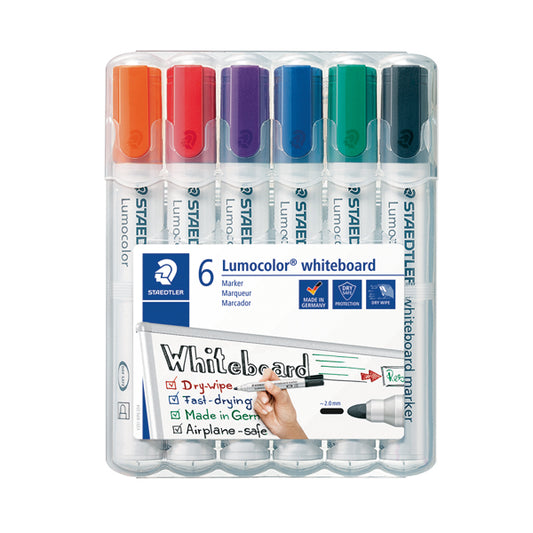 Staedtler Lumocolor 351 Drywipe Marker Assorted (Pack of 6) 351 WP6