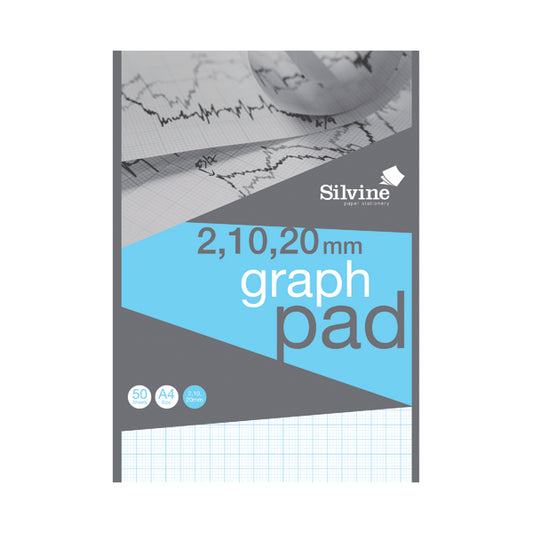 Silvine Graph Pad 2/10/20mm 50 Sheets A4 A4GP21020