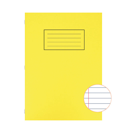 Silvine Exercise Book Ruled with Margin A4 Yellow (Pack of 10) EX109