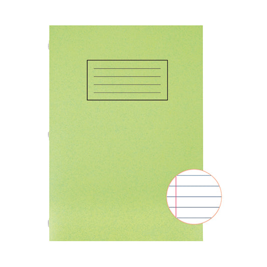 Silvine Exercise Book Ruled with Margin A4 Green (Pack of 10) EX110