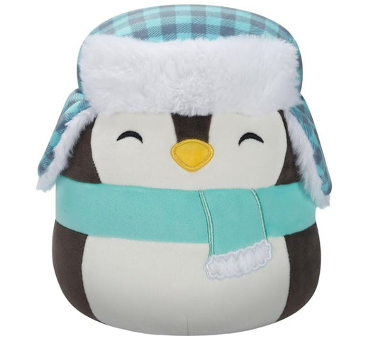 Squishmallows 7.5 Inch - Luna the Black Penguin with Teal Hat