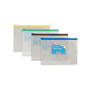 Sundry Clear Plastic A5 Coloured Zip Bags (Pack of 12) 300480