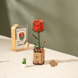 Robotime DIY Wooden Flower 3D Puzzle - Red Rose