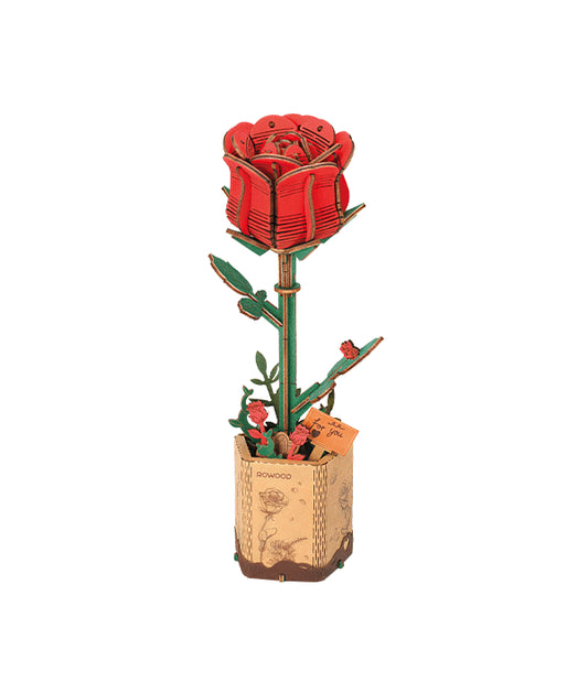 Robotime DIY Wooden Flower 3D Puzzle - Red Rose