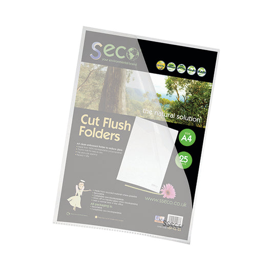 Stewart Superior Seco CutFlush Folder A4 Clear (Pack of 25) LSF-CL/25