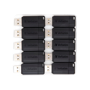 Verbatim Pinstripe USB Drive 16GB Push/Pull Black (Pack of 10) 49046