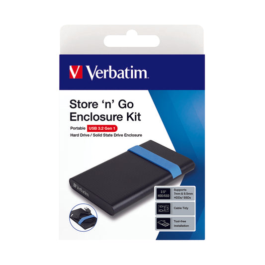 Verbatim Store N Go 2.5 Inch Hard Drive Enclosure Kit USB 3.2 Black 53106