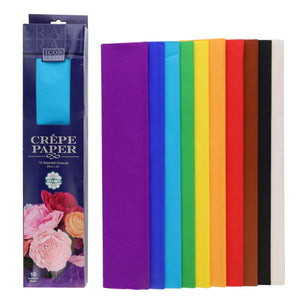 Icon 10 Pack Assorted Crepe Paper 50cm x 2m