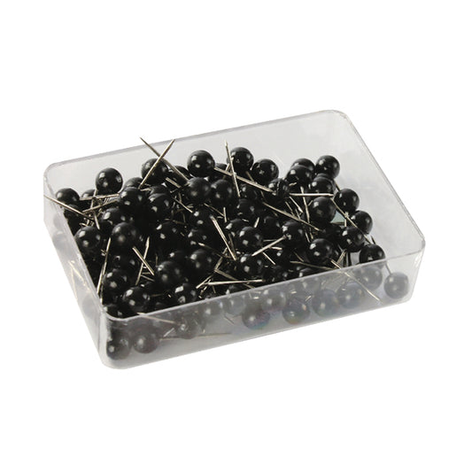 Map Pins Black 4.5mm Spherical Plastic Heads (Pack of 100) 26891