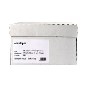 Envelope C5 Window 90gsm Self Seal White Boxed (Pack of 500) WX3406