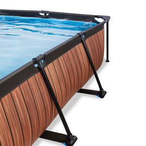 EXIT Wood Pool 220x150x65cm Filter Pump & Canopy - Brown