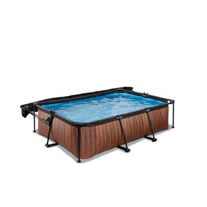 EXIT Wood Pool 220x150x65cm Filter Pump & Canopy - Brown