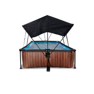 EXIT Wood Pool 220x150x65cm Filter Pump & Canopy - Brown